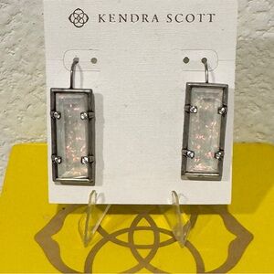 Kendra Scott Knox Drop Earrings White Opalescent Gunmetal Crystal Accents